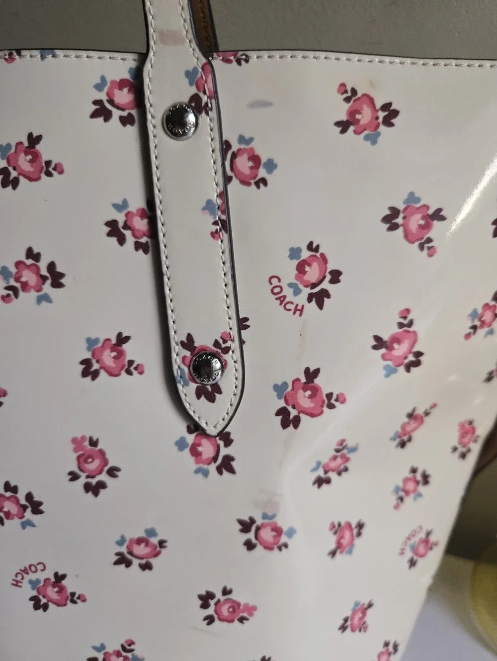 🌸GUC Coach Market Floral Bloom Large Patent Leather Tote Bag🌸